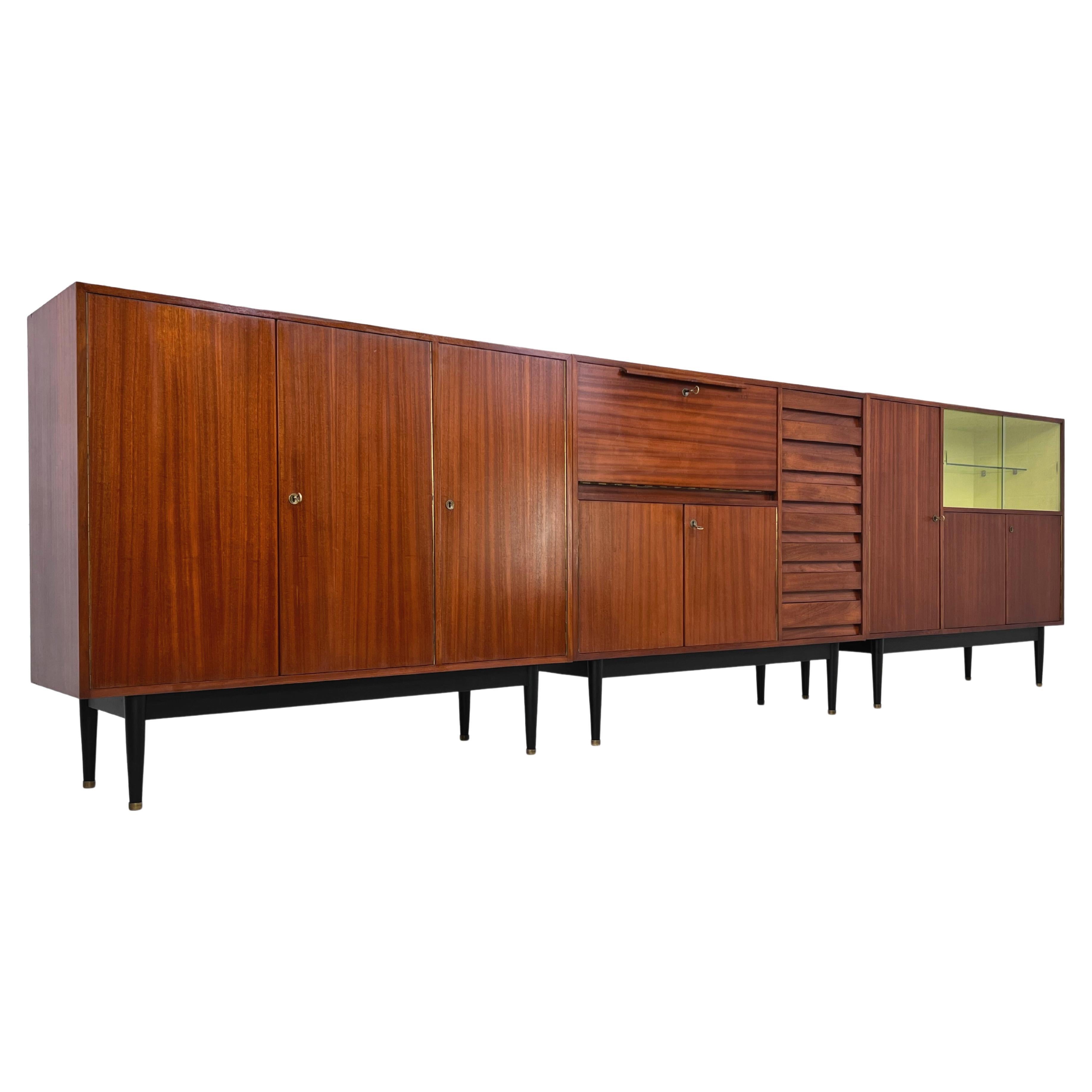 1950s - 1960s Jos De Mey Design Modular Sideboard Or Midboard Cabinets trio Set from 