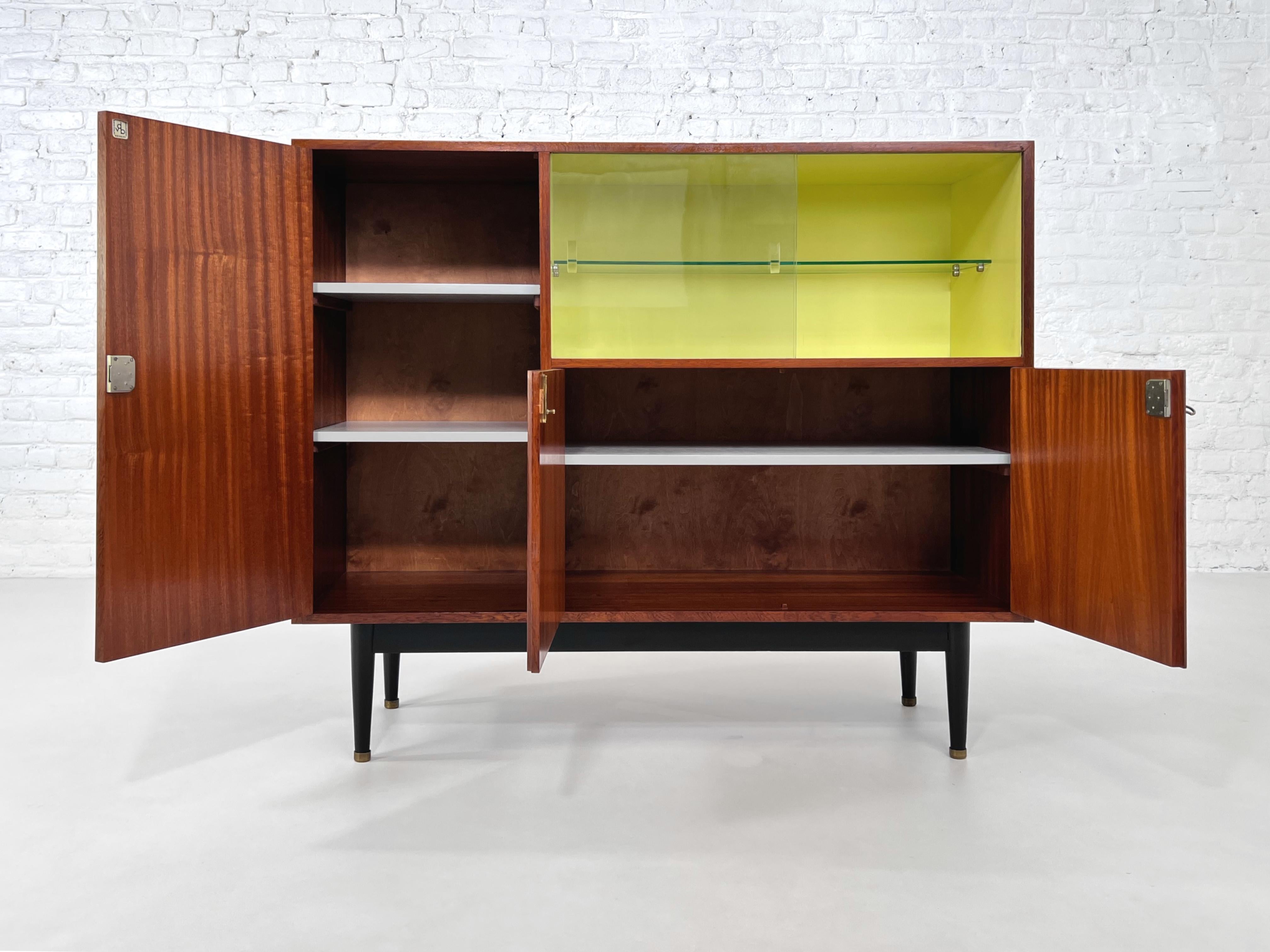Glass 1950s - 1960s Jos De Mey Design Modular Sideboard or Midboard Cabinets Set For Sale