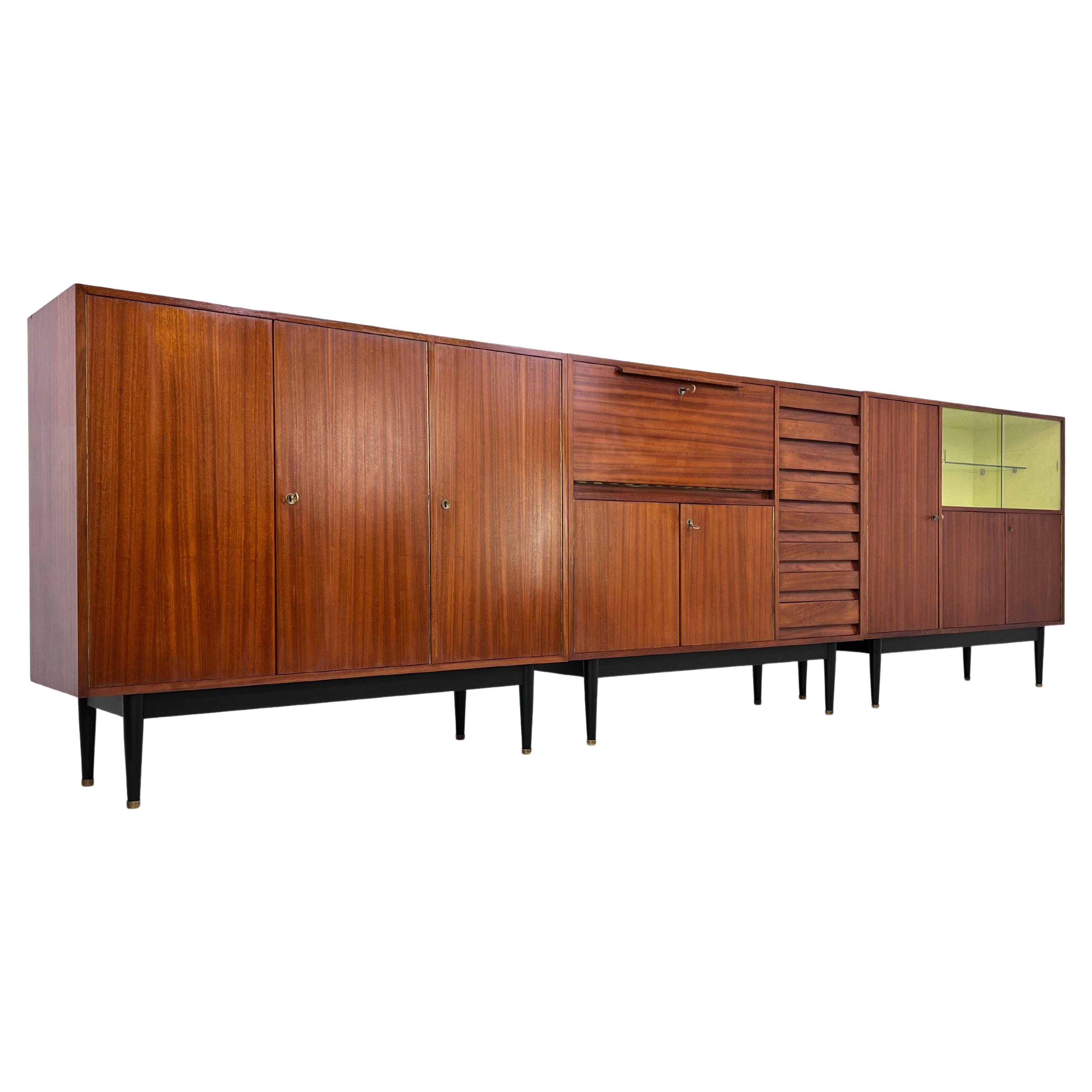 1950s - 1960s Jos De Mey Design/One Modular Sideboard Or Midboard Cabinets Set en vente