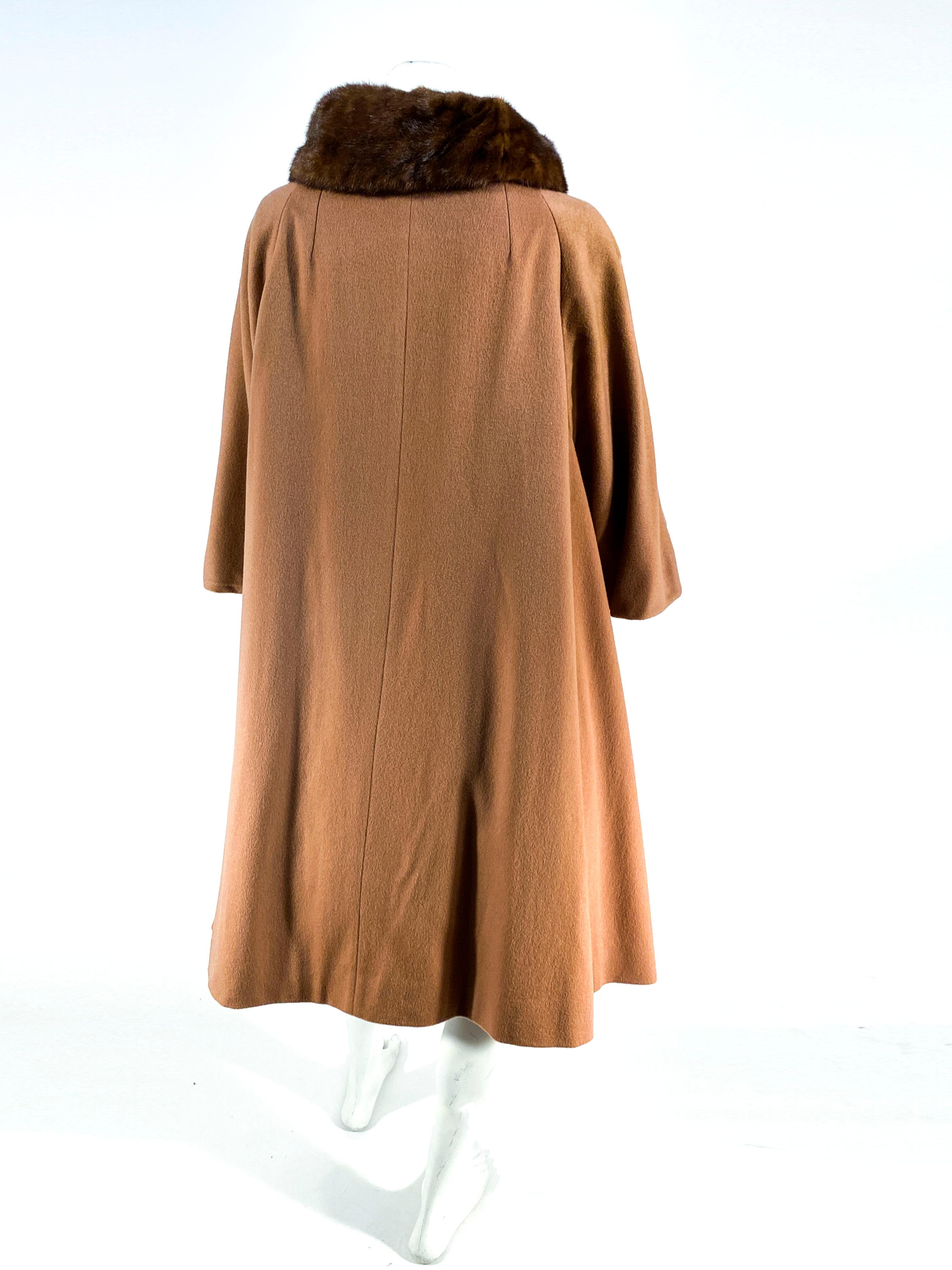 1950s/1960s Lilli Ann Mocha Brown Cashmere Coat 3