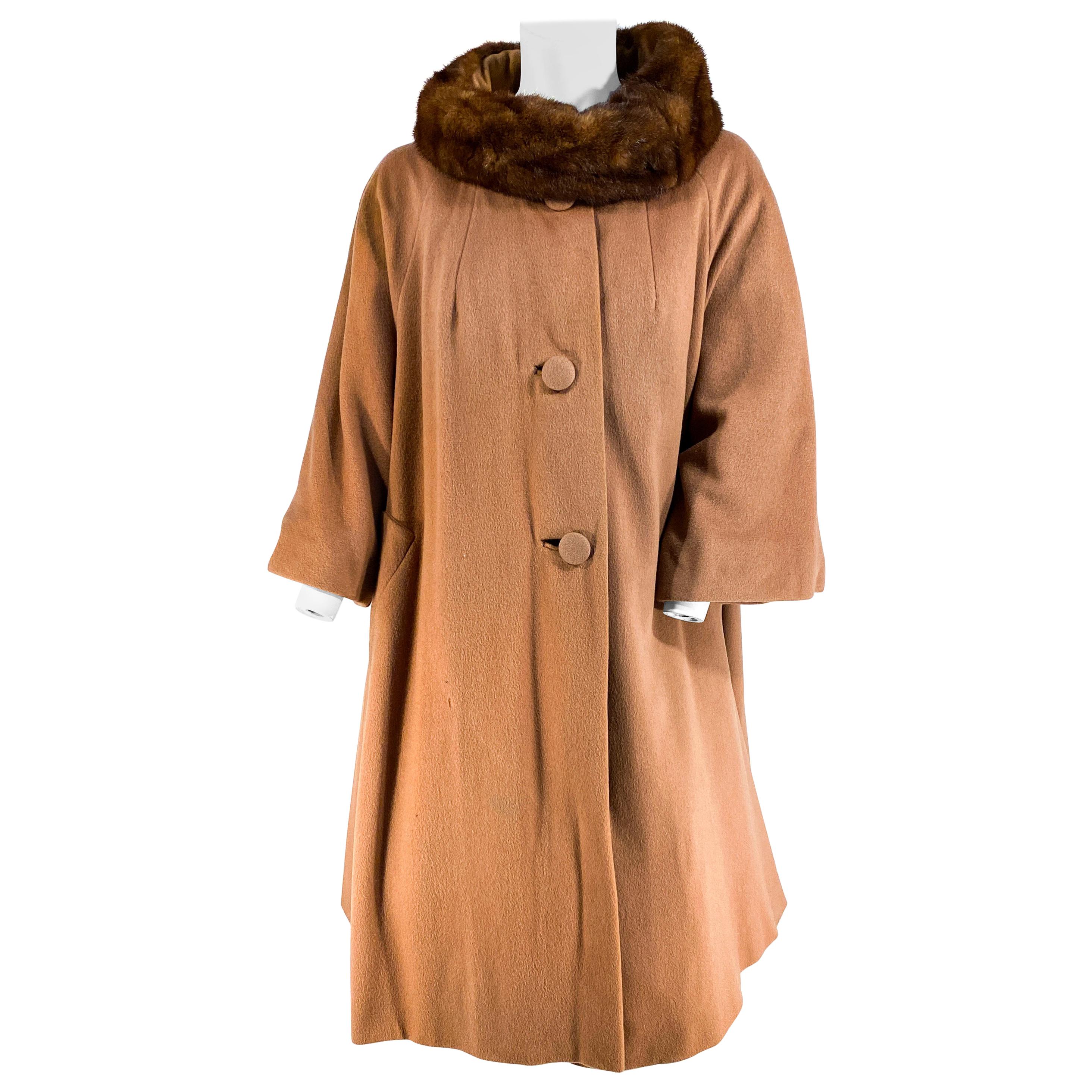 1950s/1960s Lilli Ann Mocha Brown Cashmere Coat