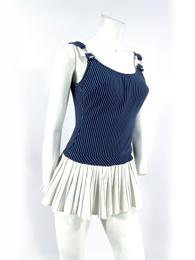 1950s/1960s Navy and White Bathing-Suit at 1stDibs