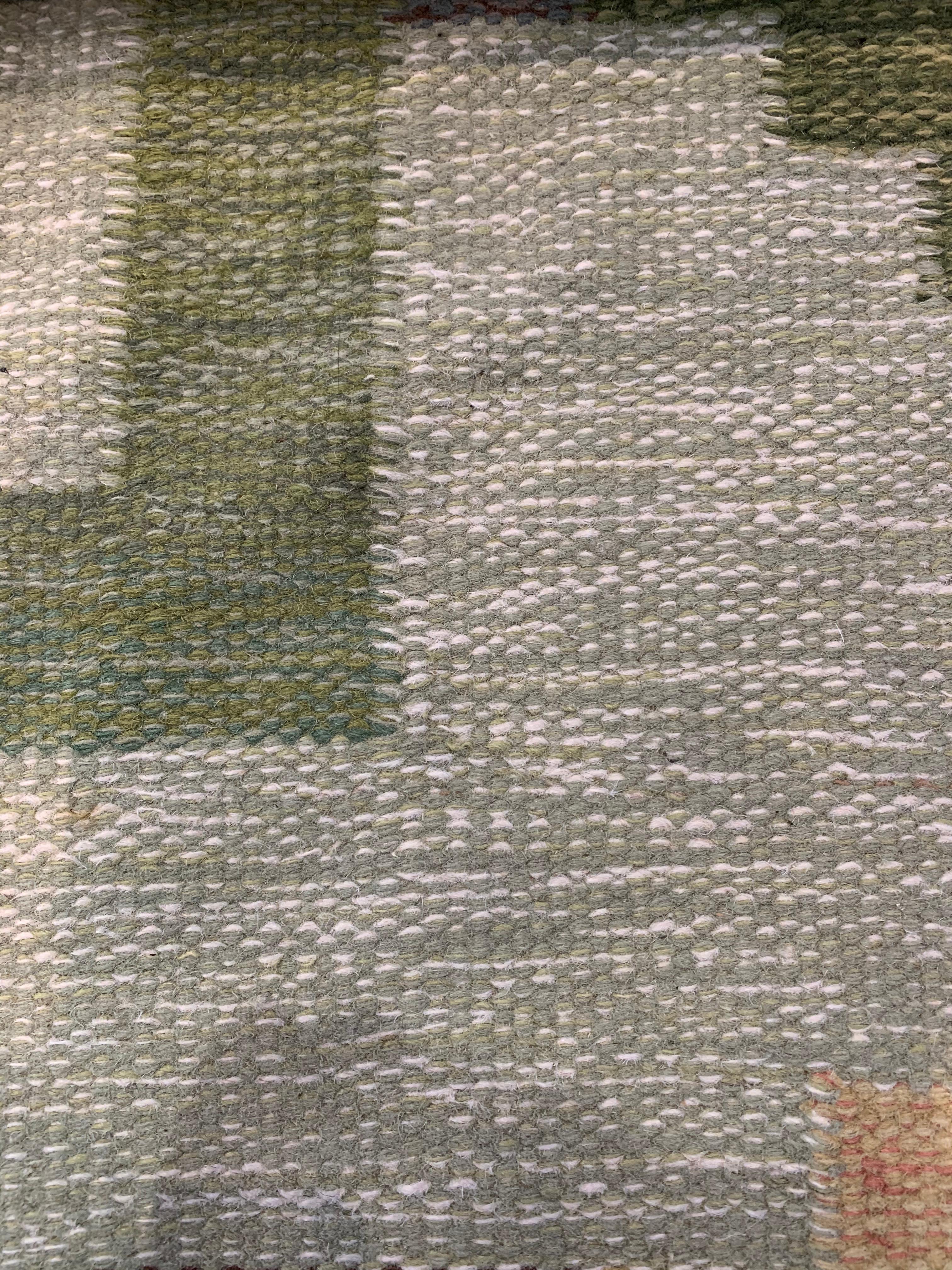 1950s/1960s Swedish Flat Weave Rug by Textile Artist Ida Rydelius In Good Condition In London, England