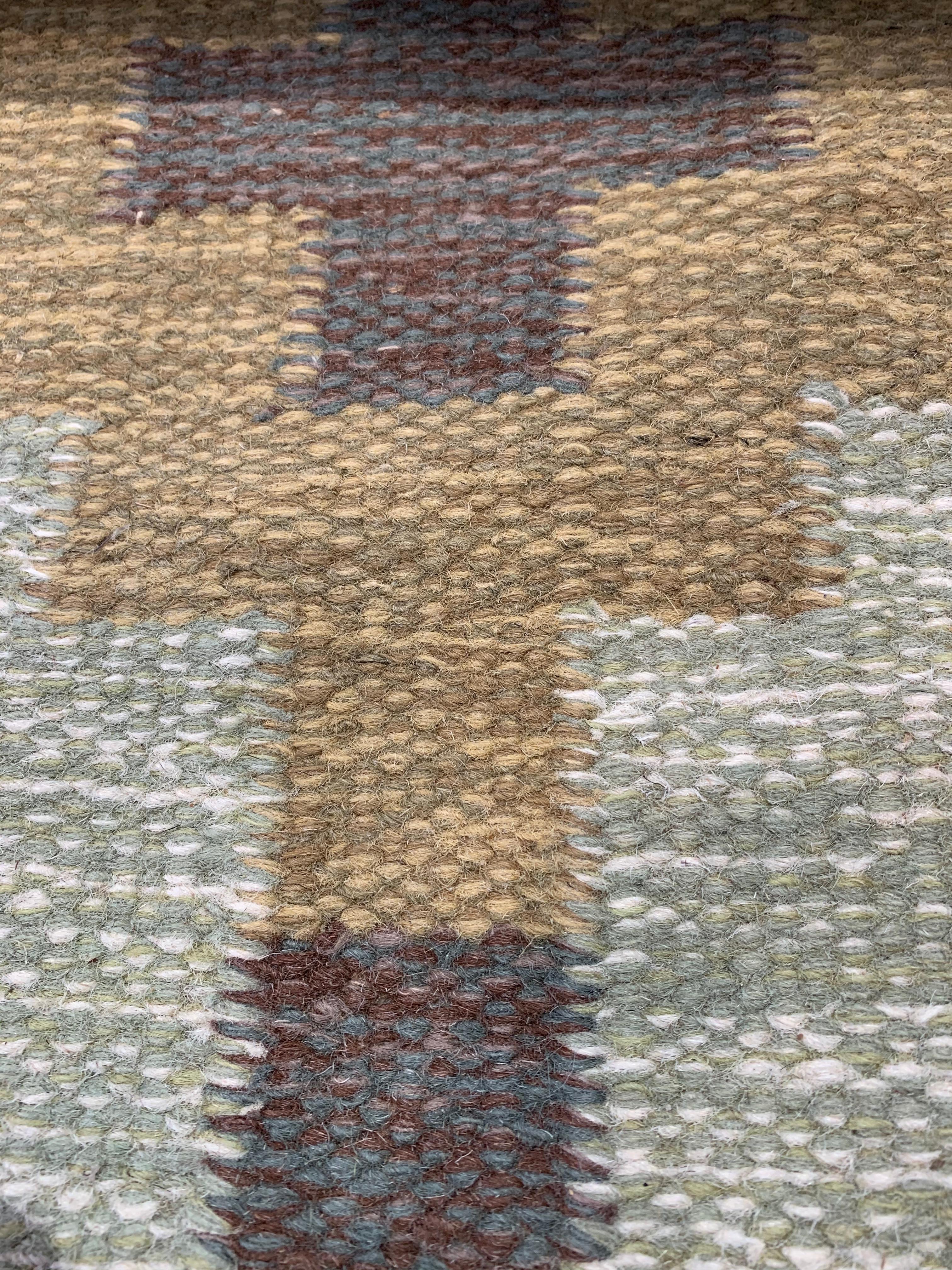 Mid-20th Century 1950s/1960s Swedish Flat Weave Rug by Textile Artist Ida Rydelius