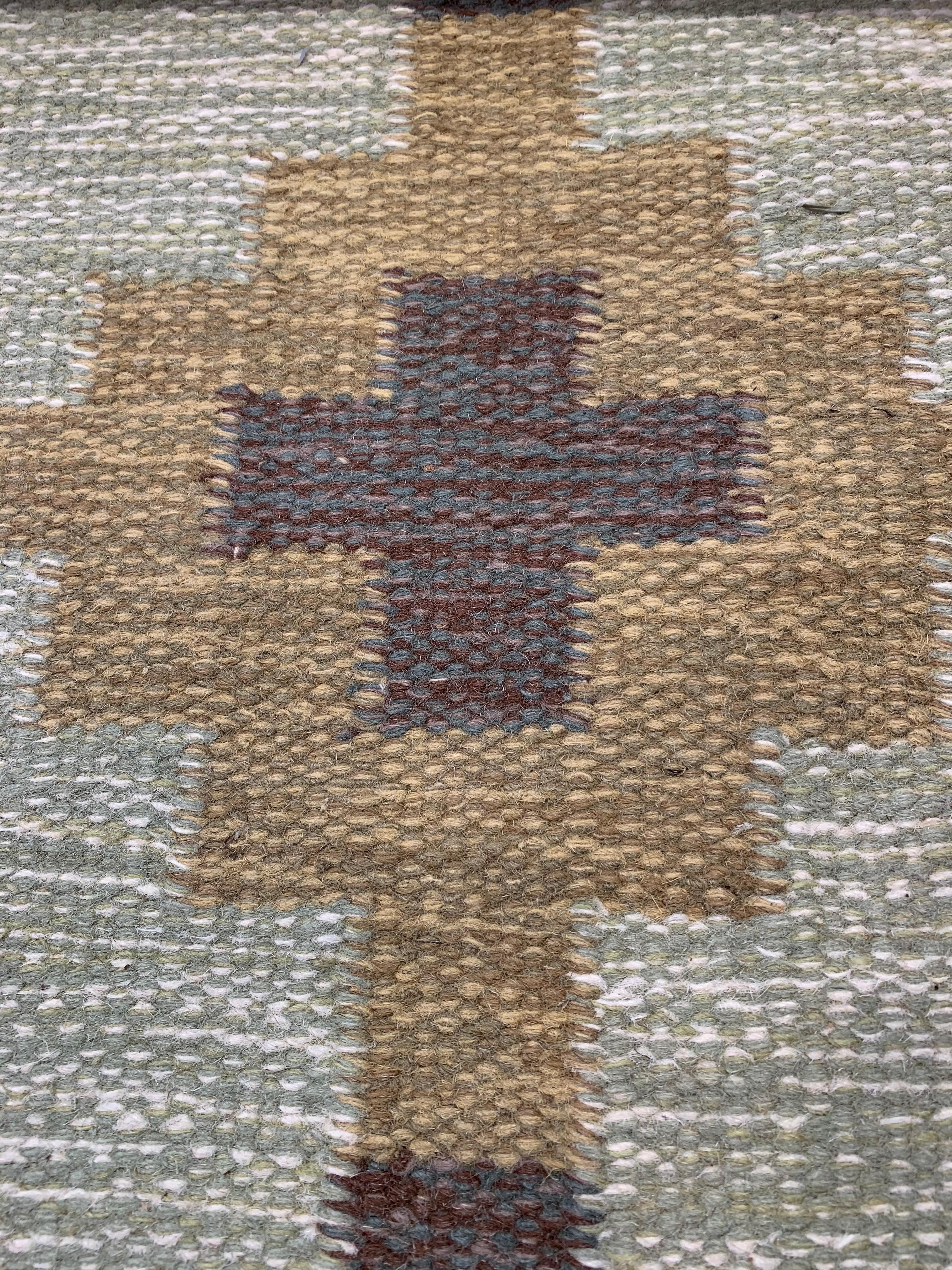 1950s/1960s Swedish Flat Weave Rug by Textile Artist Ida Rydelius 1