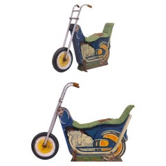 1950s/1960s Vintage Carousel Motorcycle Ride Amusement Fair Carnival Folk Art