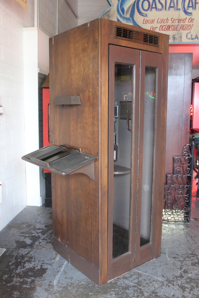1950s-1960s Vintage Telephone Booth with Phone Book Stand For Sale at