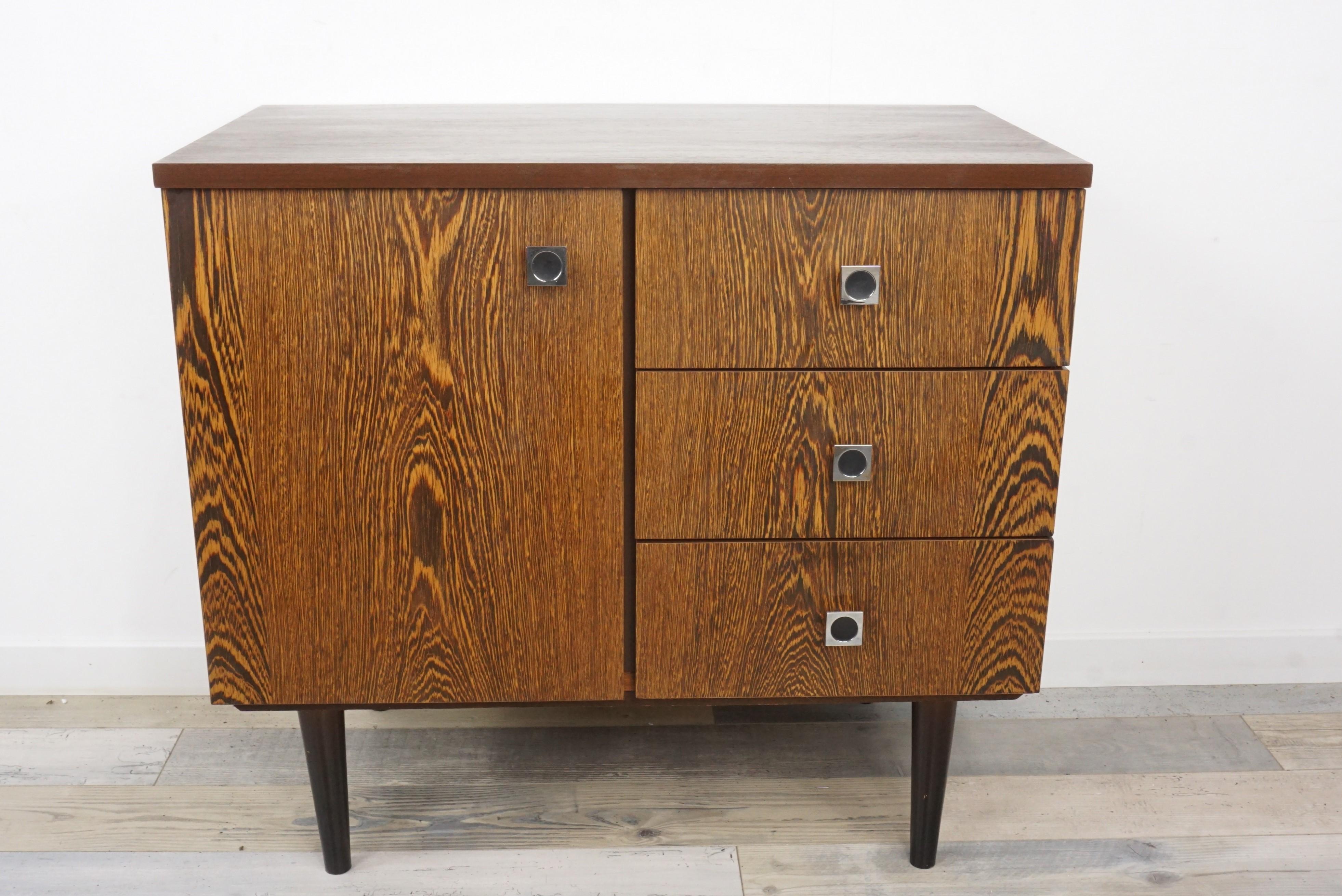 Scandinavian Modern 1950s-1960s Wengé Wooden Cabinet