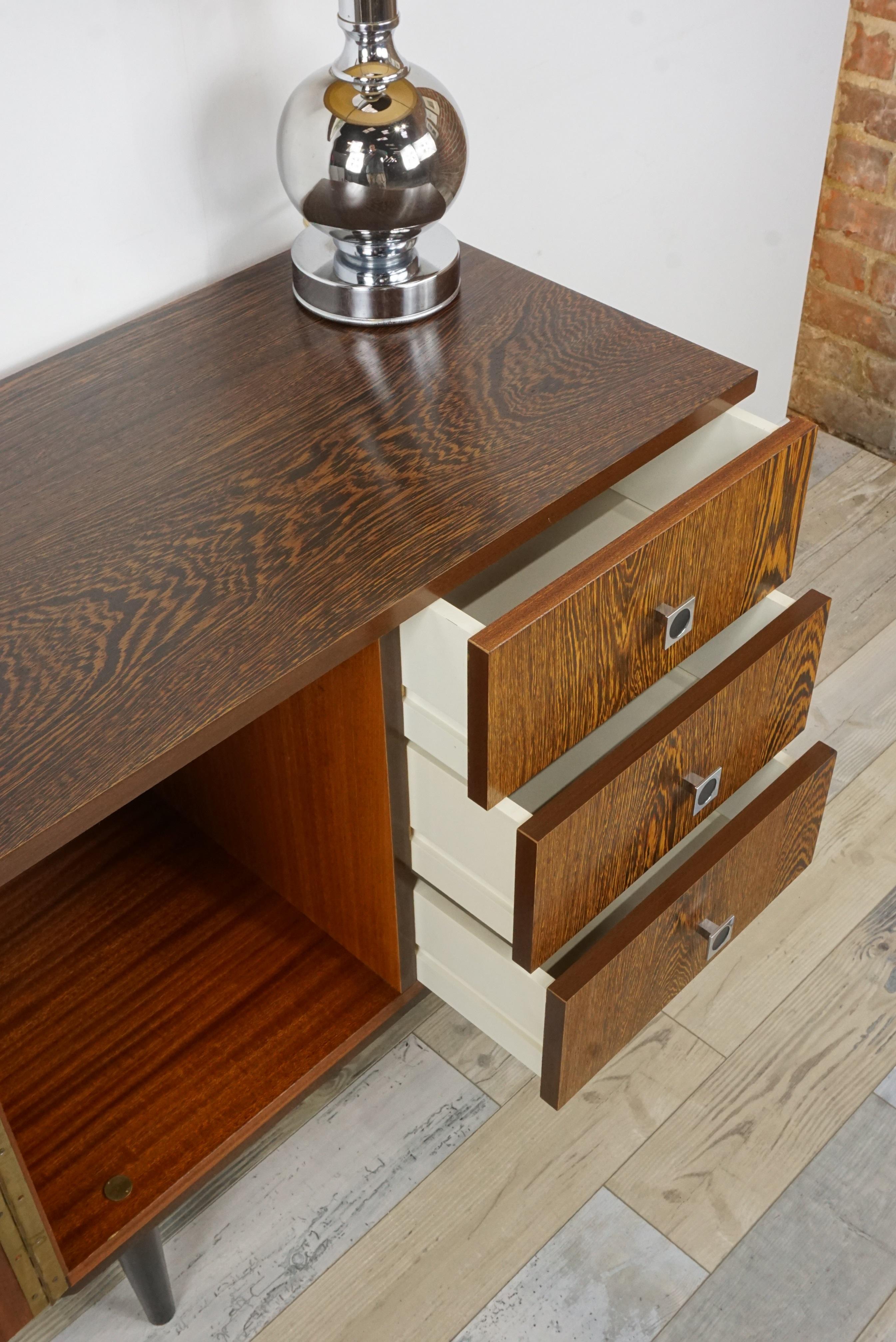 1950s-1960s Wengé Wooden Cabinet 1
