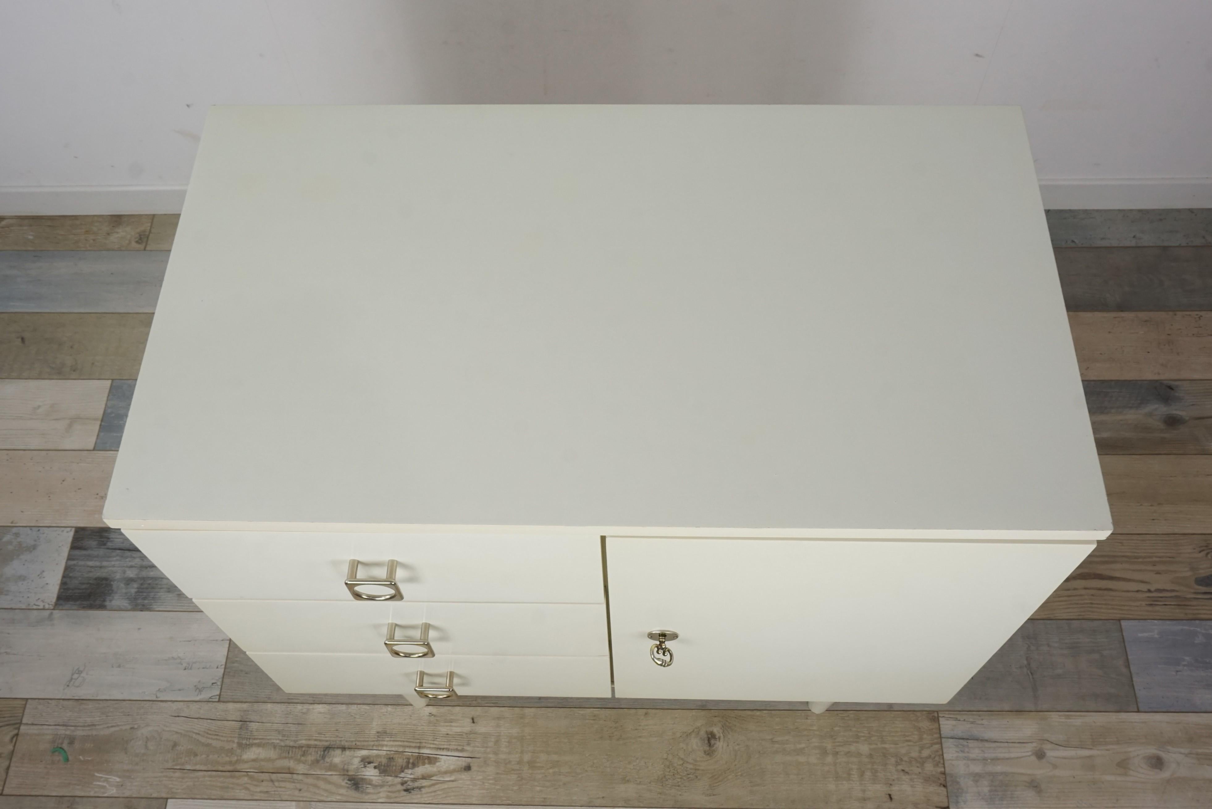1950s-1960s White Satin Lacquered Wooden Cabinet 5