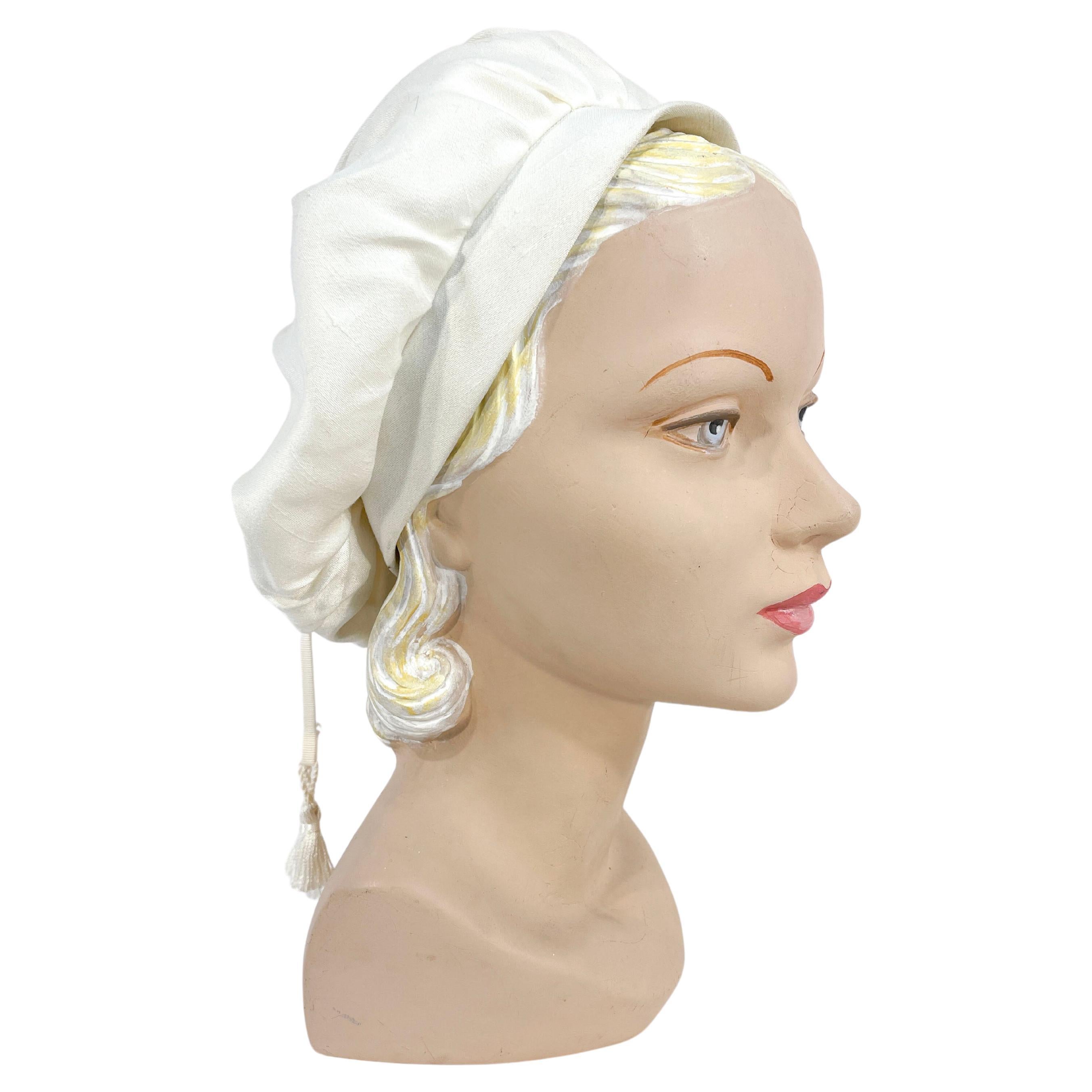 1950s/1960s White Silk Tam
