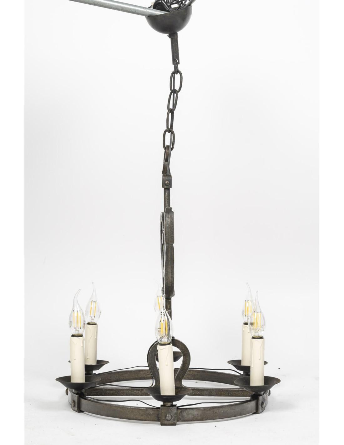 Lámparas de hierro forjado de los años 50-60 de Jean Touret, Taller Marolles. Francés en venta