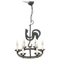 Lampadari in ferro battuto degli anni '50-'60 di Jean Touret, Laboratorio Marolles.