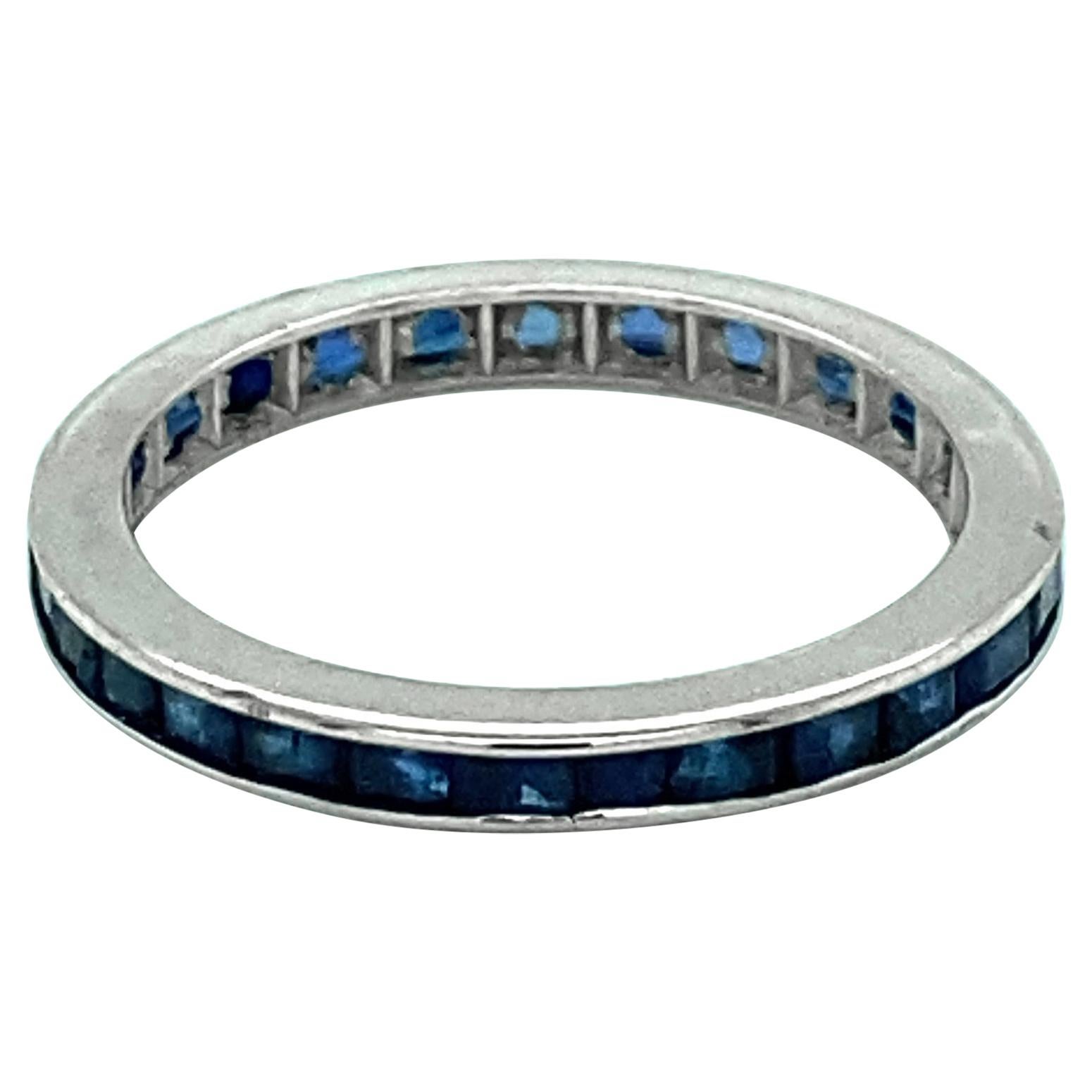 2 Carat Total Sapphire Eternity Band in 14 Karat White Gold For Sale