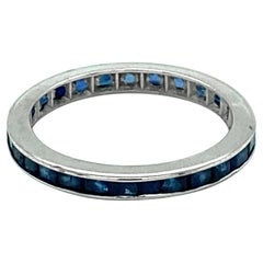 1950s 2 Carat Total Sapphire Eternity Band, 14 Karat White Gold