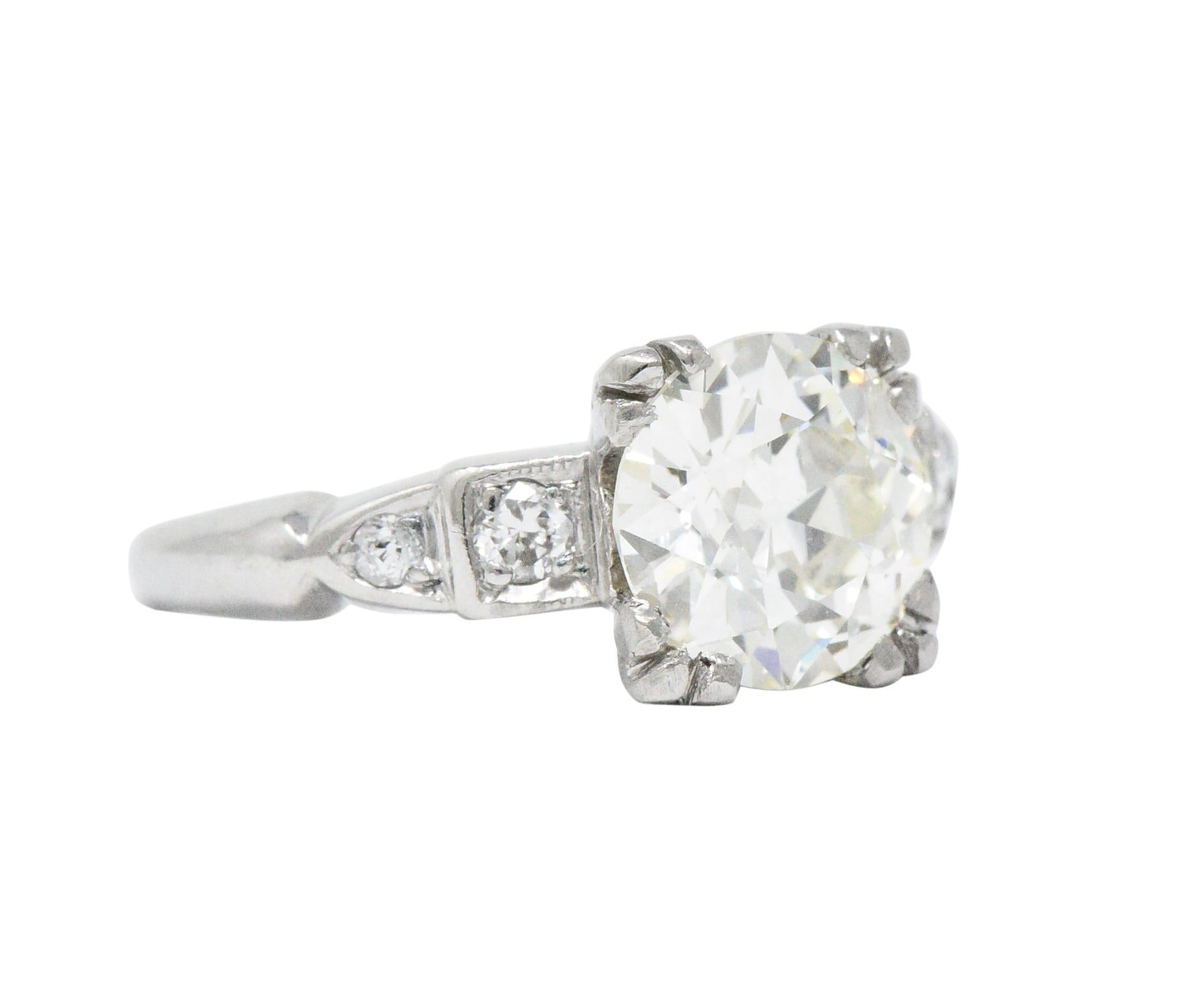 Retro 1950's 2.01 CTW Diamond And Palladium Engagement Ring GIA Certified