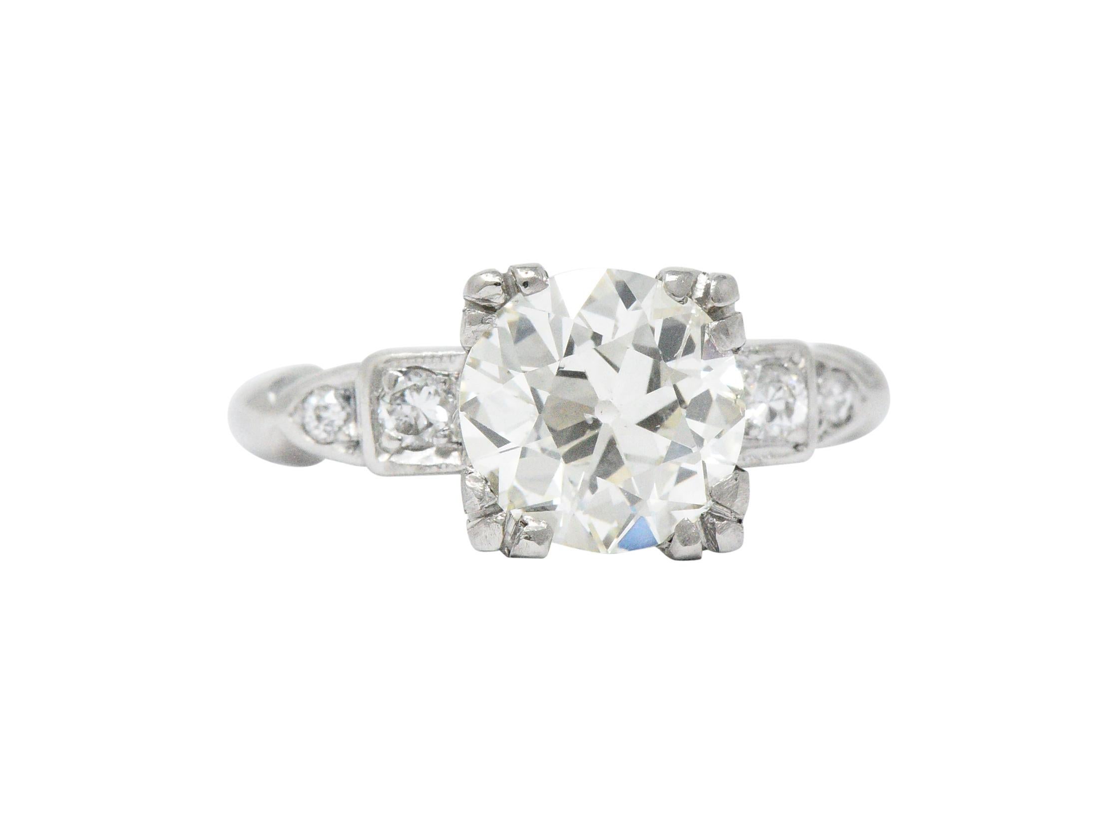 Women's or Men's 1950's 2.01 CTW Diamond And Palladium Engagement Ring GIA Certified