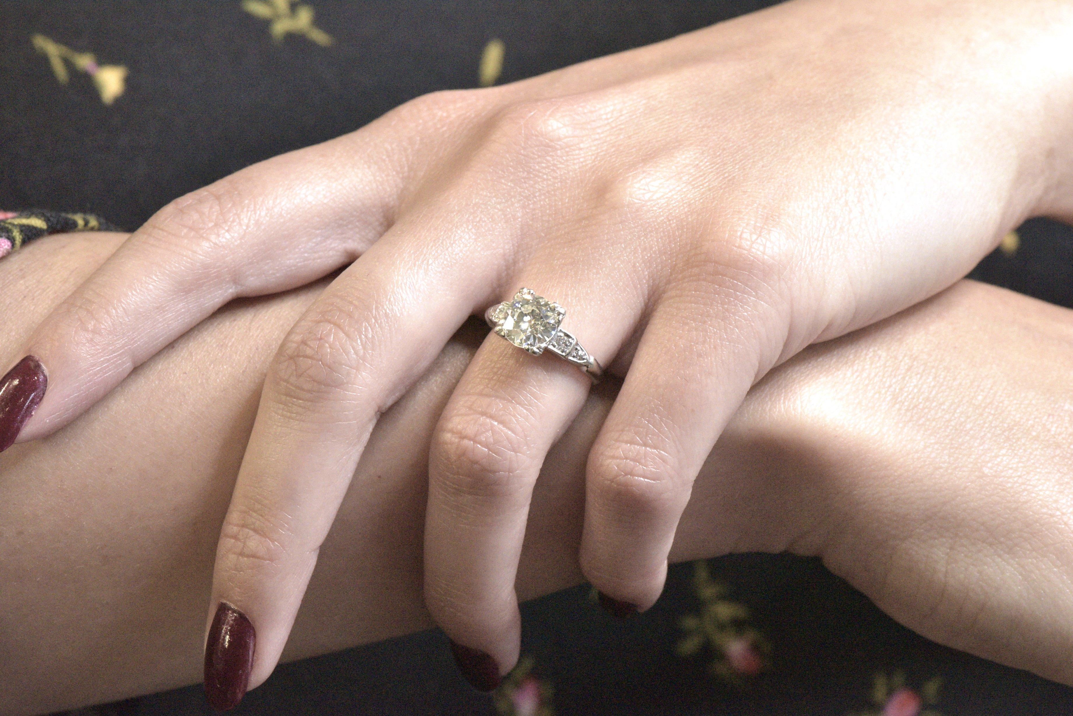 1950's 2.01 CTW Diamond And Palladium Engagement Ring GIA Certified 2