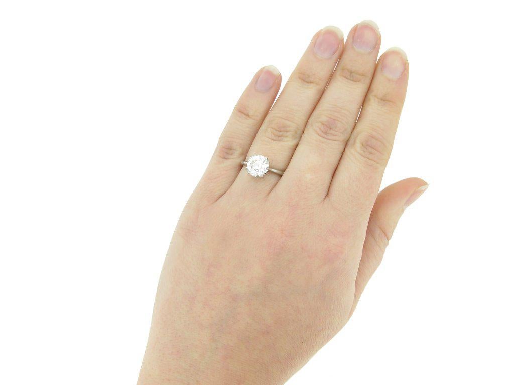 Women's 1950s 2.03 Carat Solitaire Old Cut Diamond Platinum Ring  For Sale