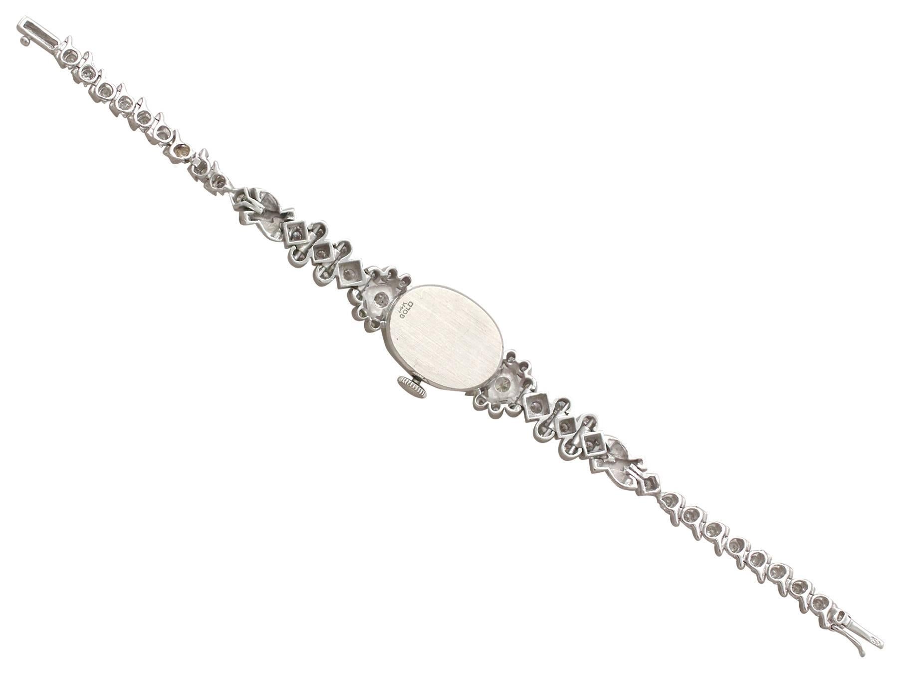 Women's 1950s 2.06 Carat Diamond and White Gold Ladies Cocktail Watch 