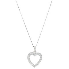 Collana con ciondolo a forma di cuore vintage in oro bianco 14 carati, anni '50, con diamante da 2,10 CTW
