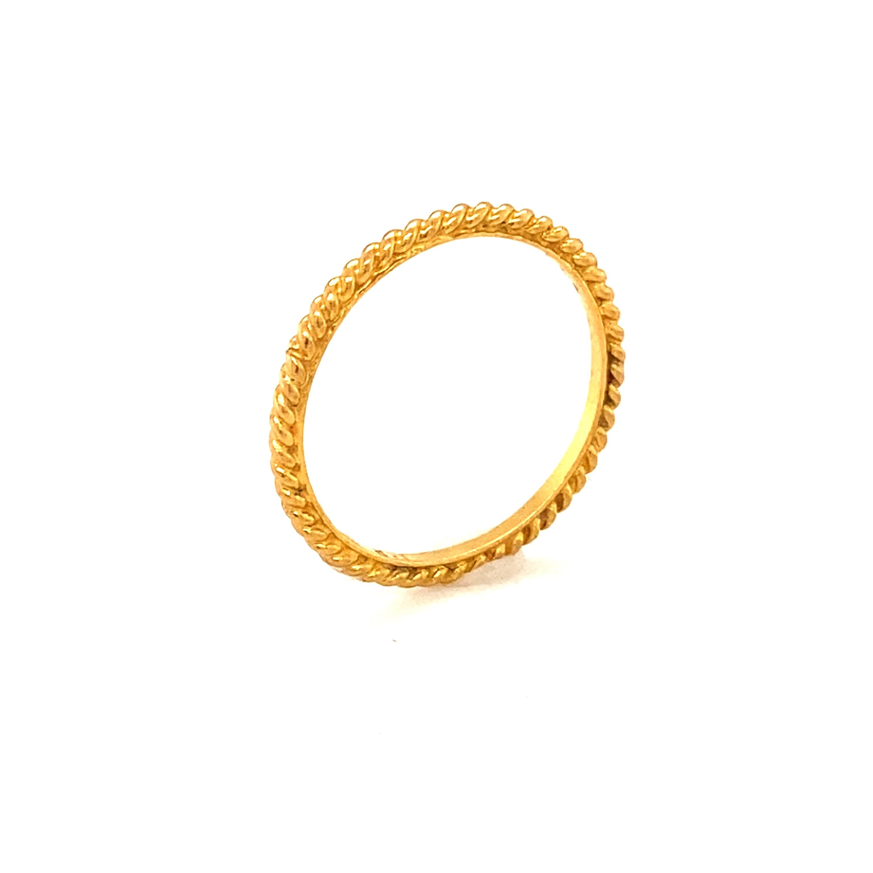 gerippter Bandring aus 22 Karat Gelbgold, 1950er Jahre (Retro)