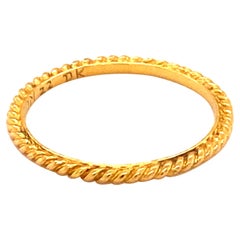  1950s 22 Karat Yellow Gold Ribbed Band Ring