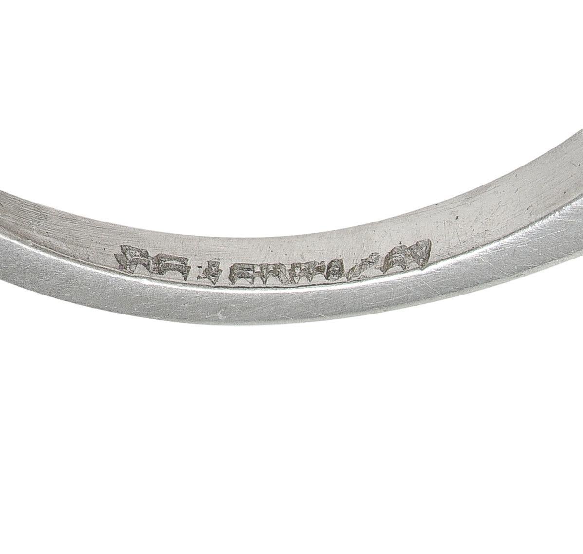 Anello di fidanzamento vintage con diamante europeo antico da 2,25 CTW e cinque pietre in platino del 1950 in vendita 2