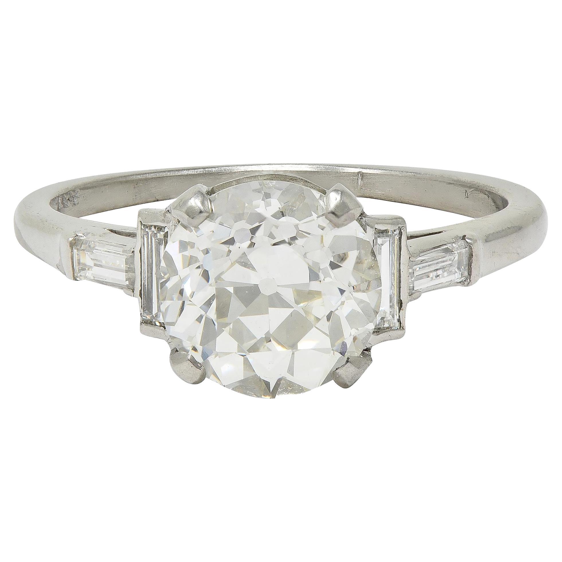 1950
s 2.25 CTW Old European Diamond Platinum Five Stone Vintage Engagement Ring