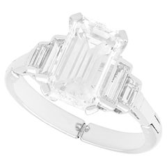 Retro 1950s 2.30 Carat Diamond and 18k White Gold Engagement Ring