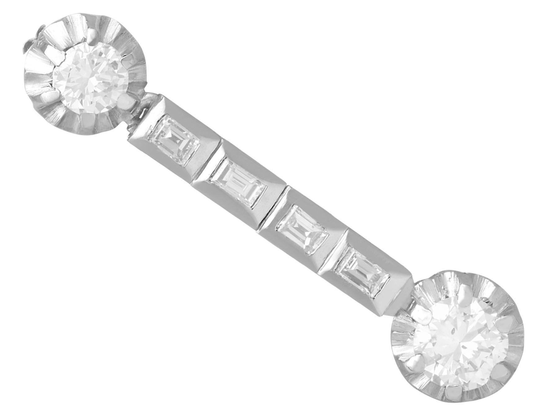 Women's or Men's 1950s 2.40 Carat Diamond and Platinum Drop Earrings