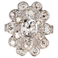 Vintage 1950s 2.65 Carat Diamonds 18 Karat White Gold Flower Ring