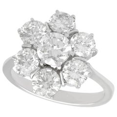 1950s 2.68 Carat Diamond and White Gold Cluster Ring