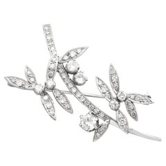 Retro 1950s 2.71 Carat Diamond and White Gold Floral Brooch