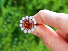 1950s 2.83 carat Citrine and 1.30 carat Diamond Cluster Ring in Platinum