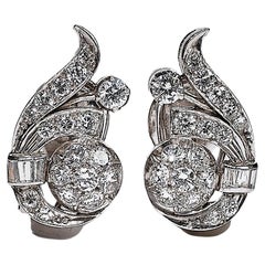 Retro 1950s 2ct diamond spray earrings
