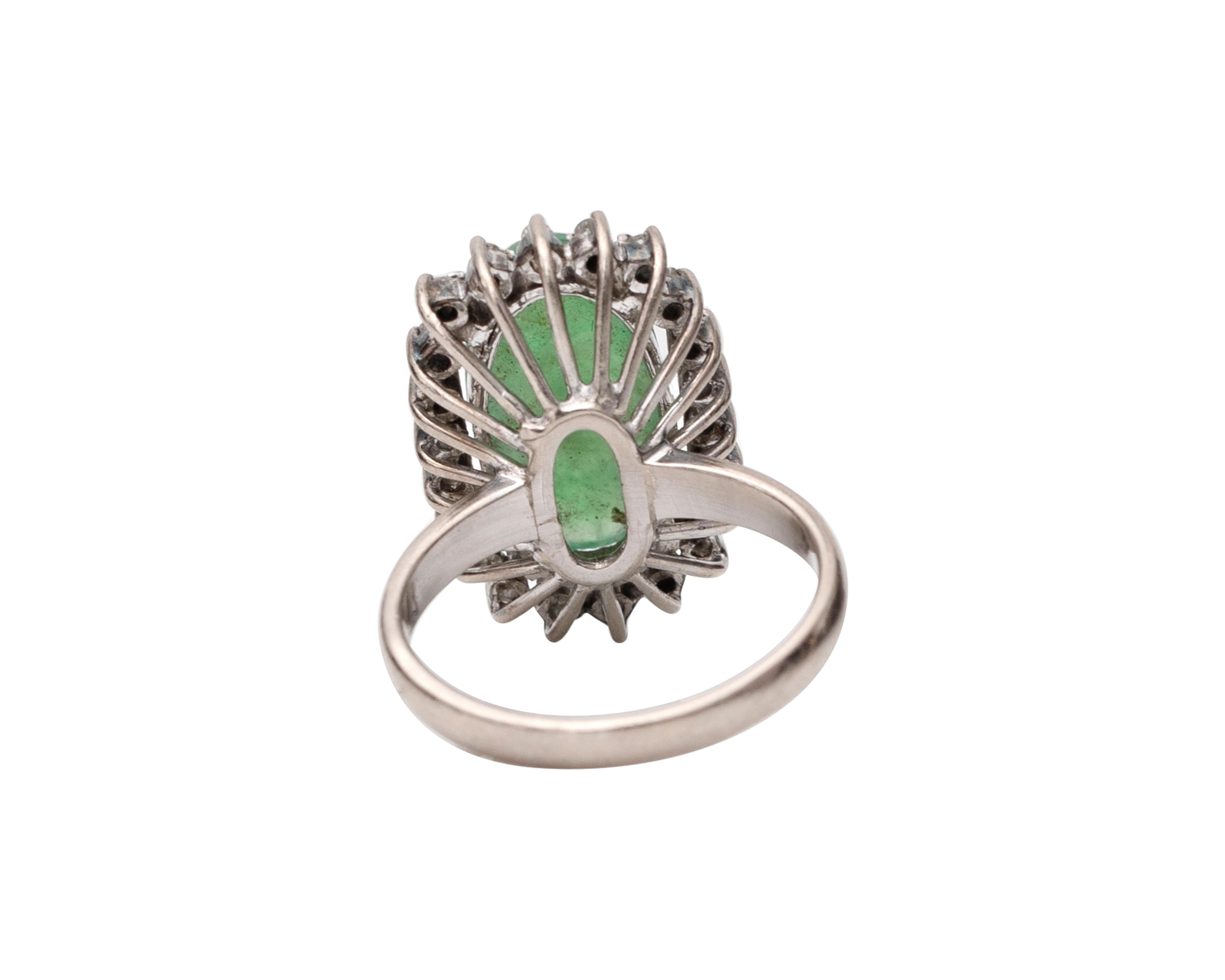 Retro 1950s 3 Carat Jade and Diamond Ring For Sale