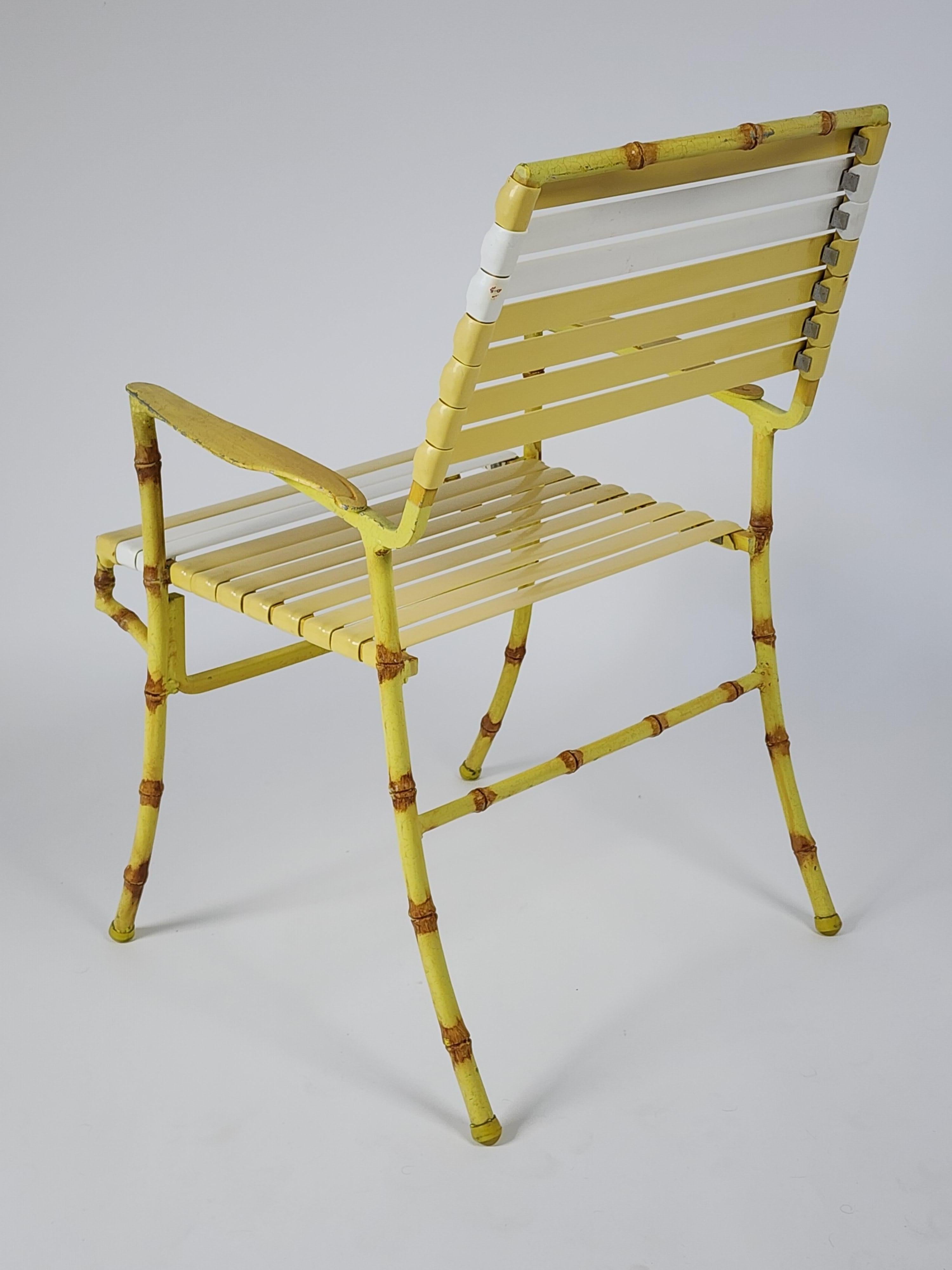 Aluminum 1950s  3  Outdoor Faux Bamboo Patio Chair made of Thick Casted Aluminium , USA  For Sale