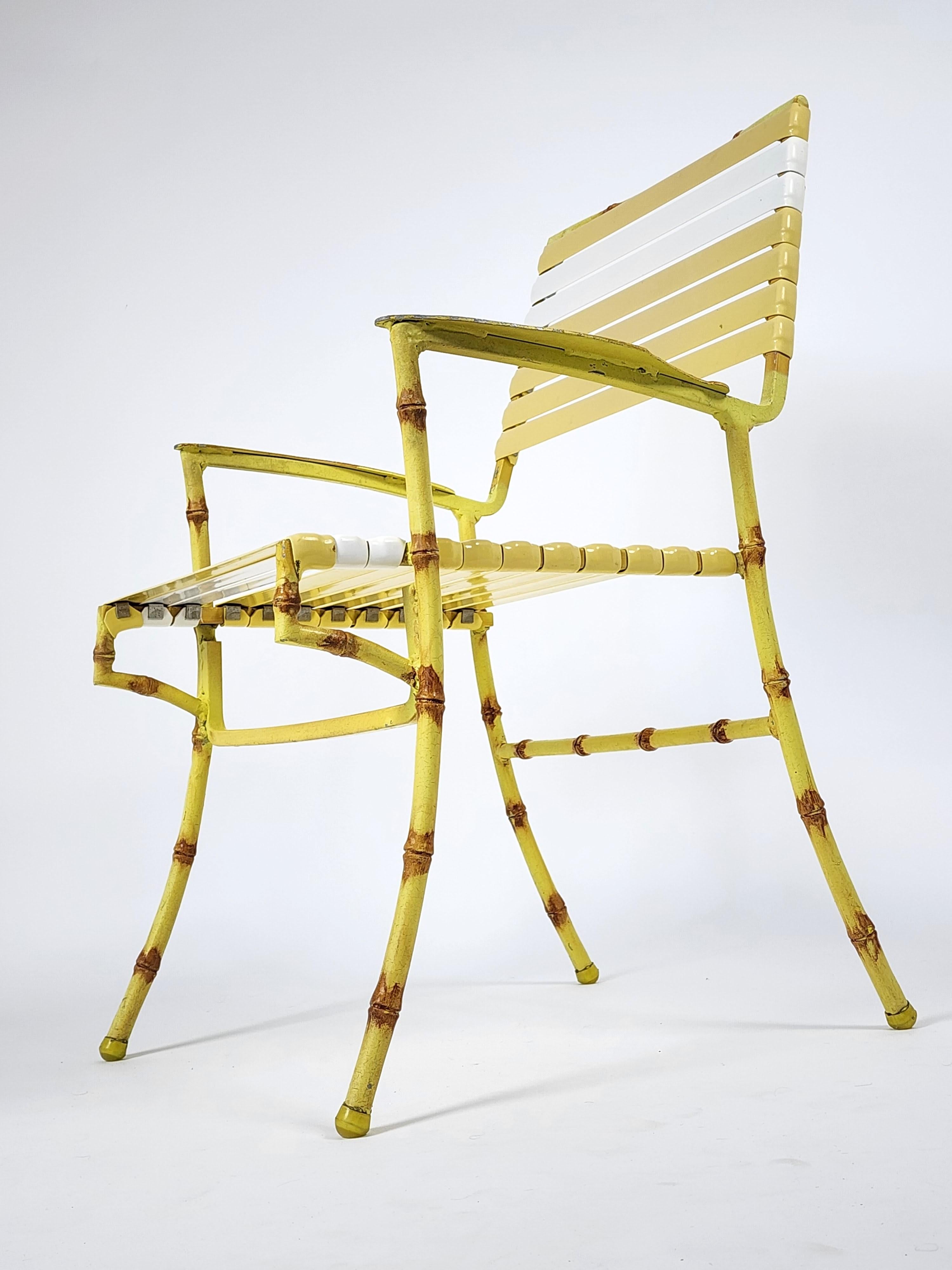 1950s  3  Outdoor Faux Bamboo Patio Chair made of Thick Casted Aluminium , USA  For Sale 1