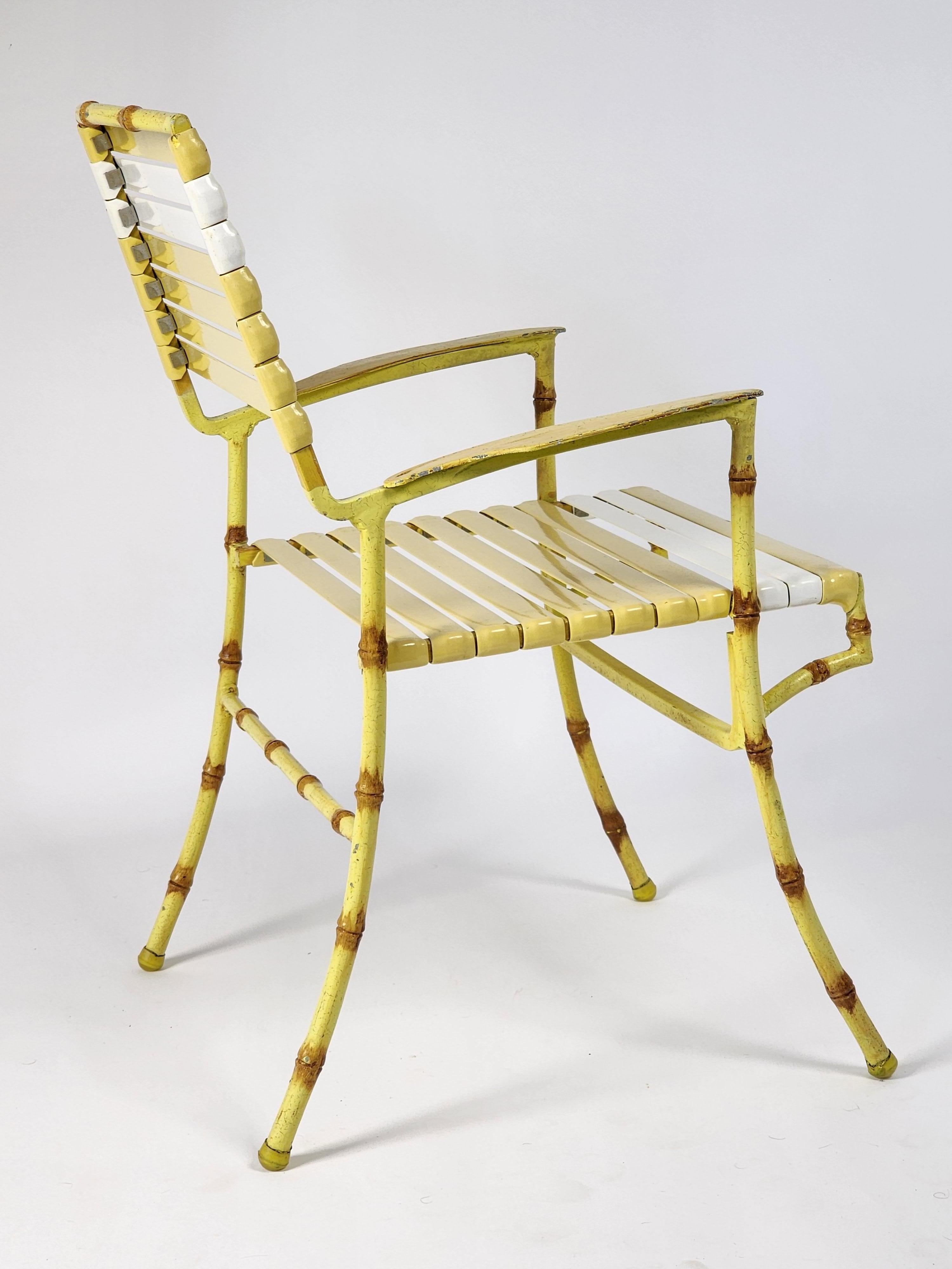 Mid-20th Century 1950s  3  Outdoor Faux Bamboo Patio Chair made of Thick Casted Aluminium , USA  For Sale
