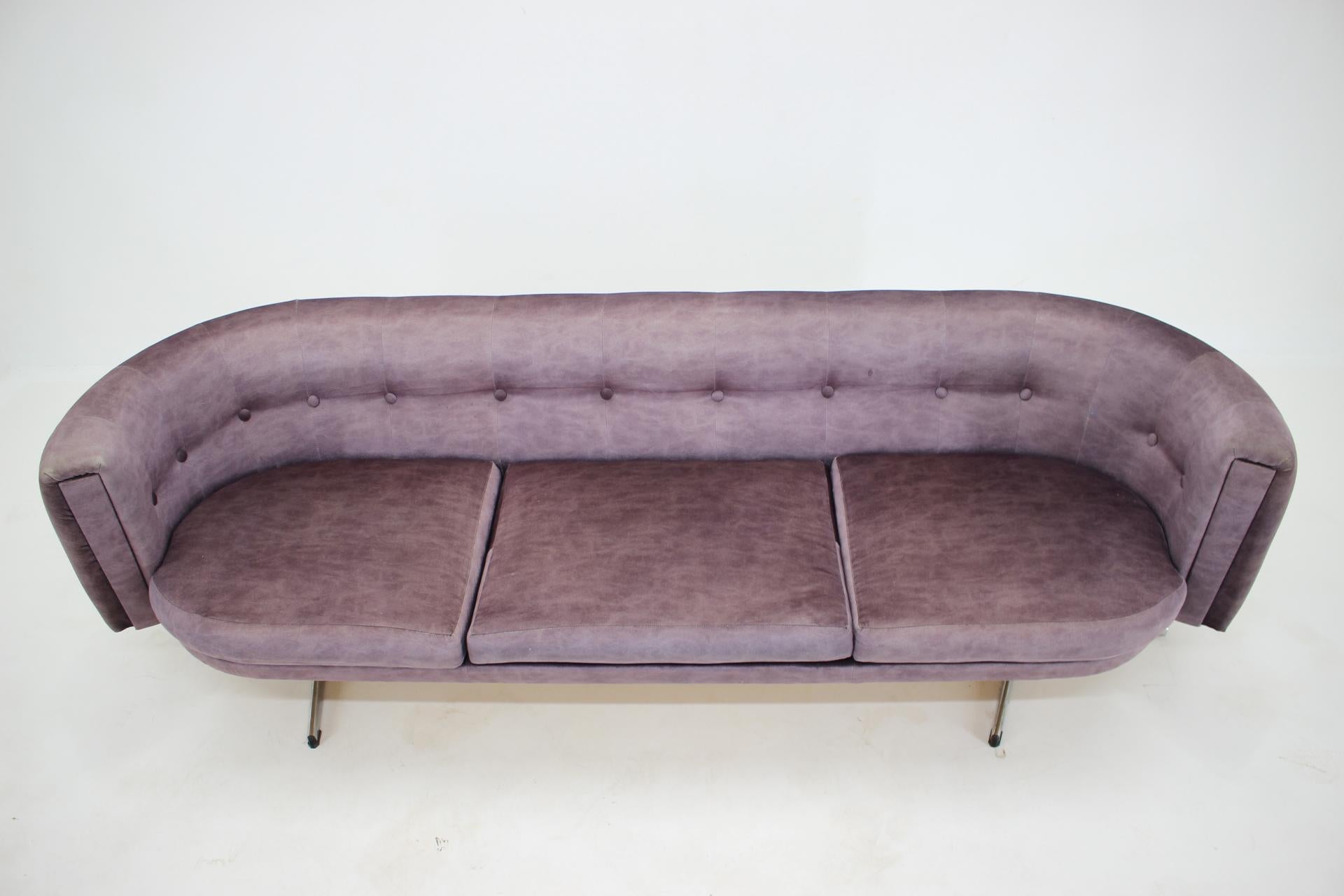 Mid-Century Modern 1950s 3-Seater Chrome Plated Sofa, Czechoslovakia