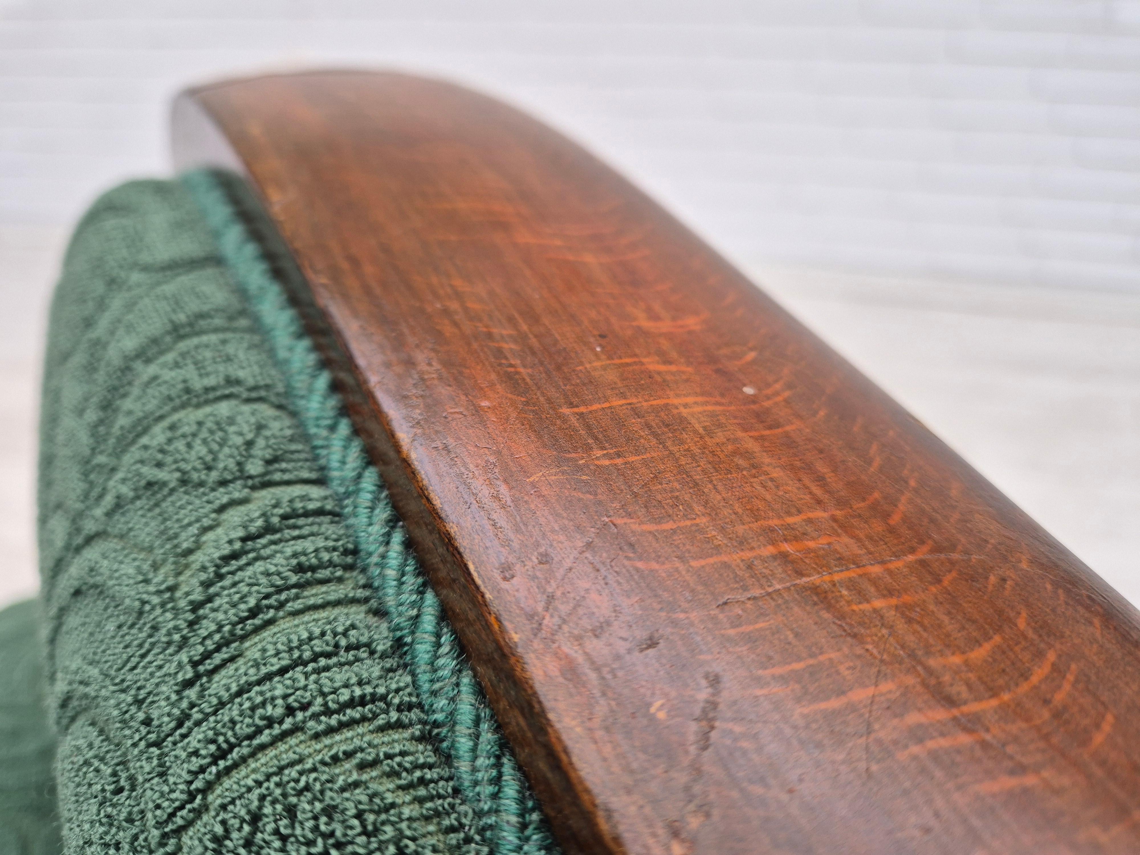 1950er Jahre, 3-sitziges Sofa, grüne Möbelmischung Wolle, Buchenholz. im Angebot 13
