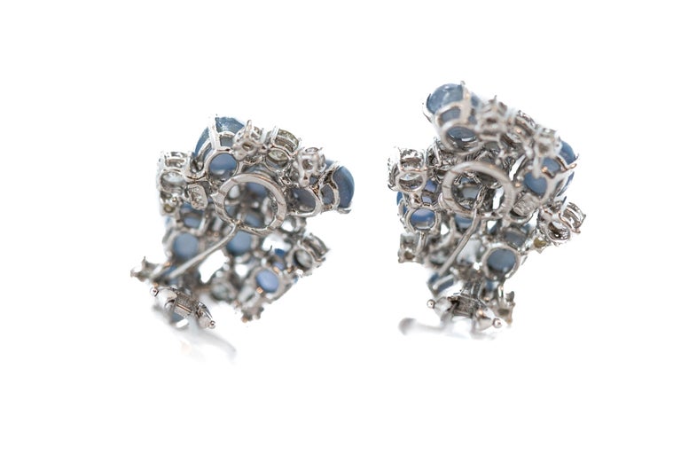 1950s 3.5 Carat Total Diamond and Sapphire ClipOn Earrings for Non