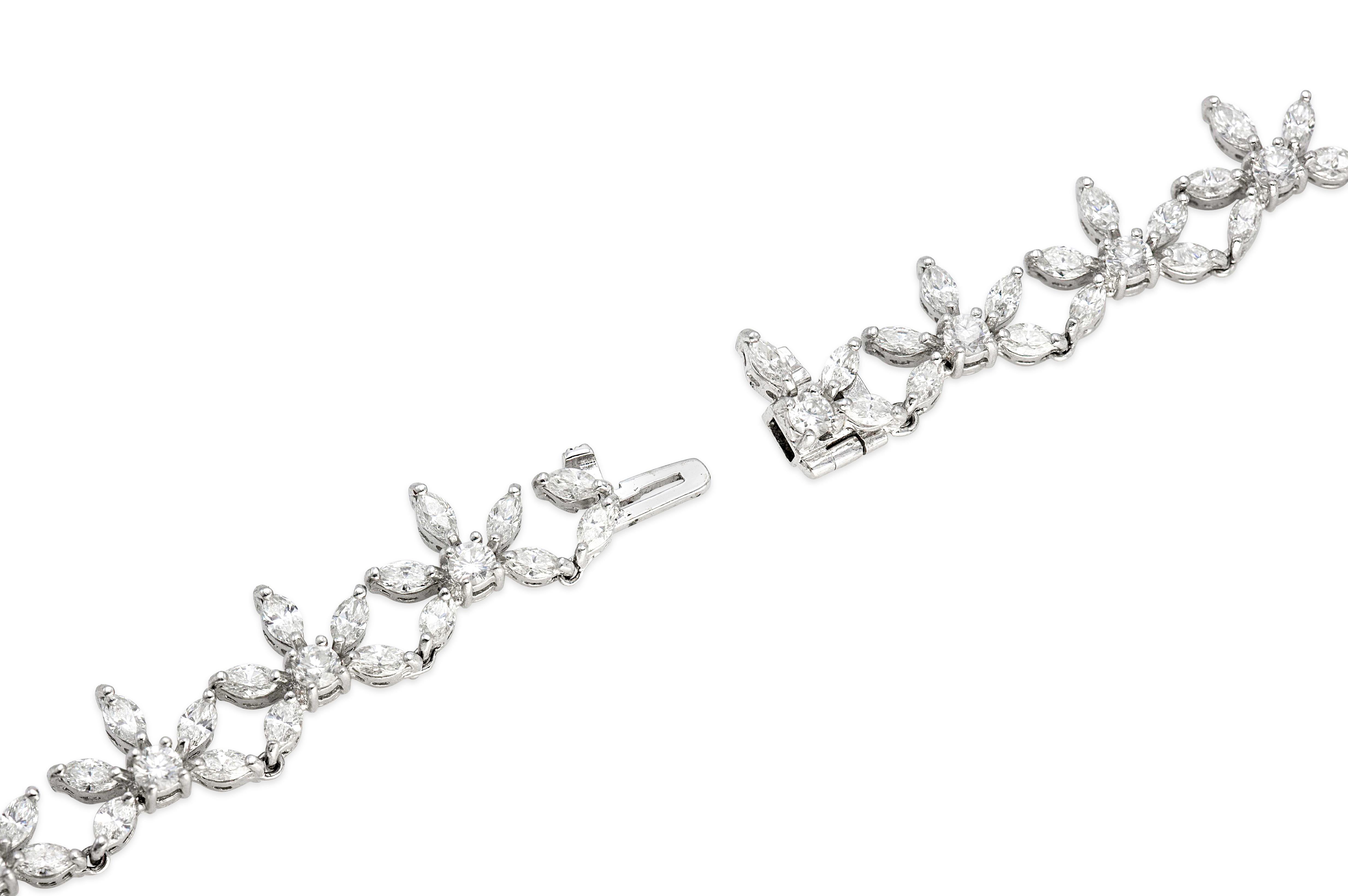 1950er Jahre 35,10 Karat Diamant-Halskette mit rundem und Marquise-Schliff im Zustand „Gut“ im Angebot in New York, NY