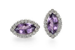 1950s 4 Carat Total Amethyst Platinum Earrings