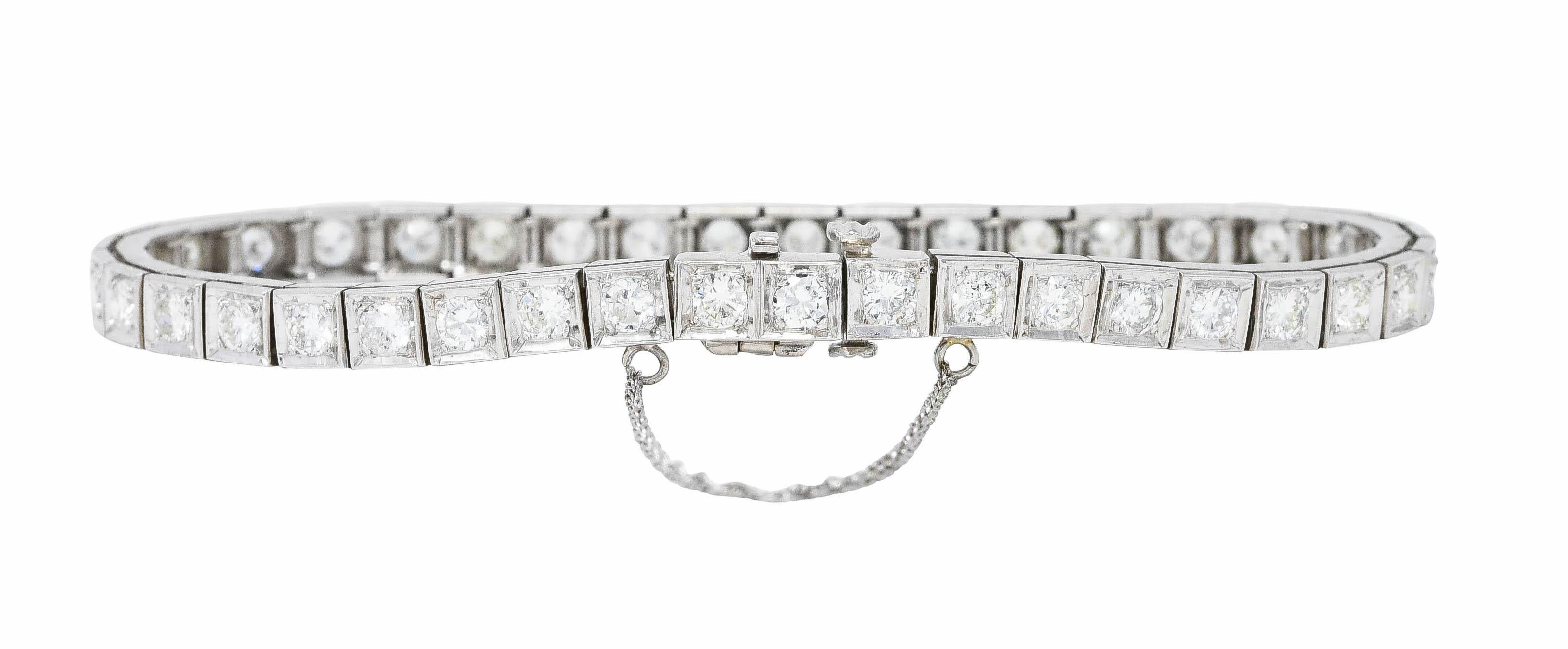 1950er Jahre, 4,00 Karat 14 Karat Weißgold Line Armband für Damen oder Herren