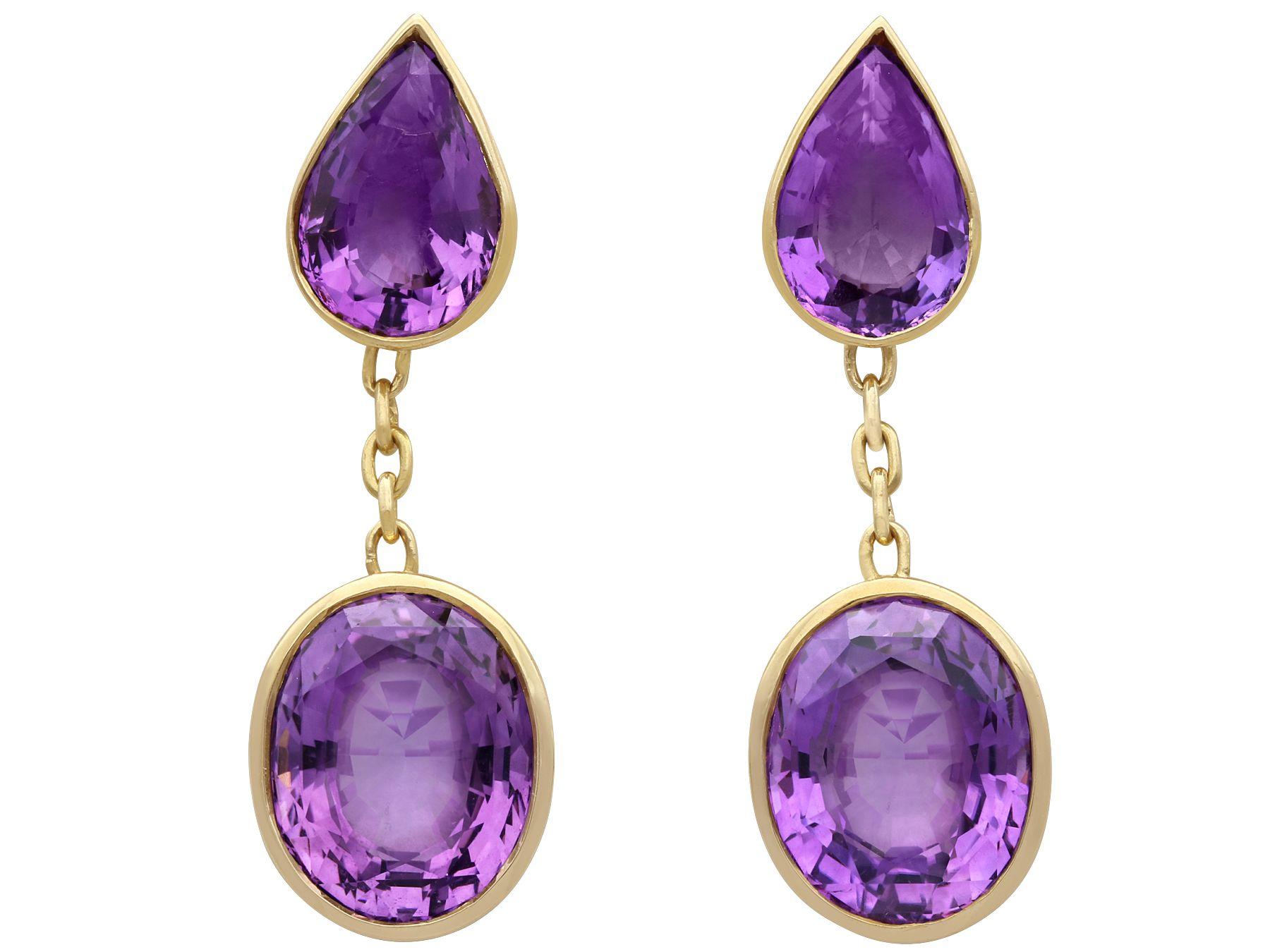 1950s 42.91 Carat Amethyst and Yellow Gold Earring and Necklace Set 1