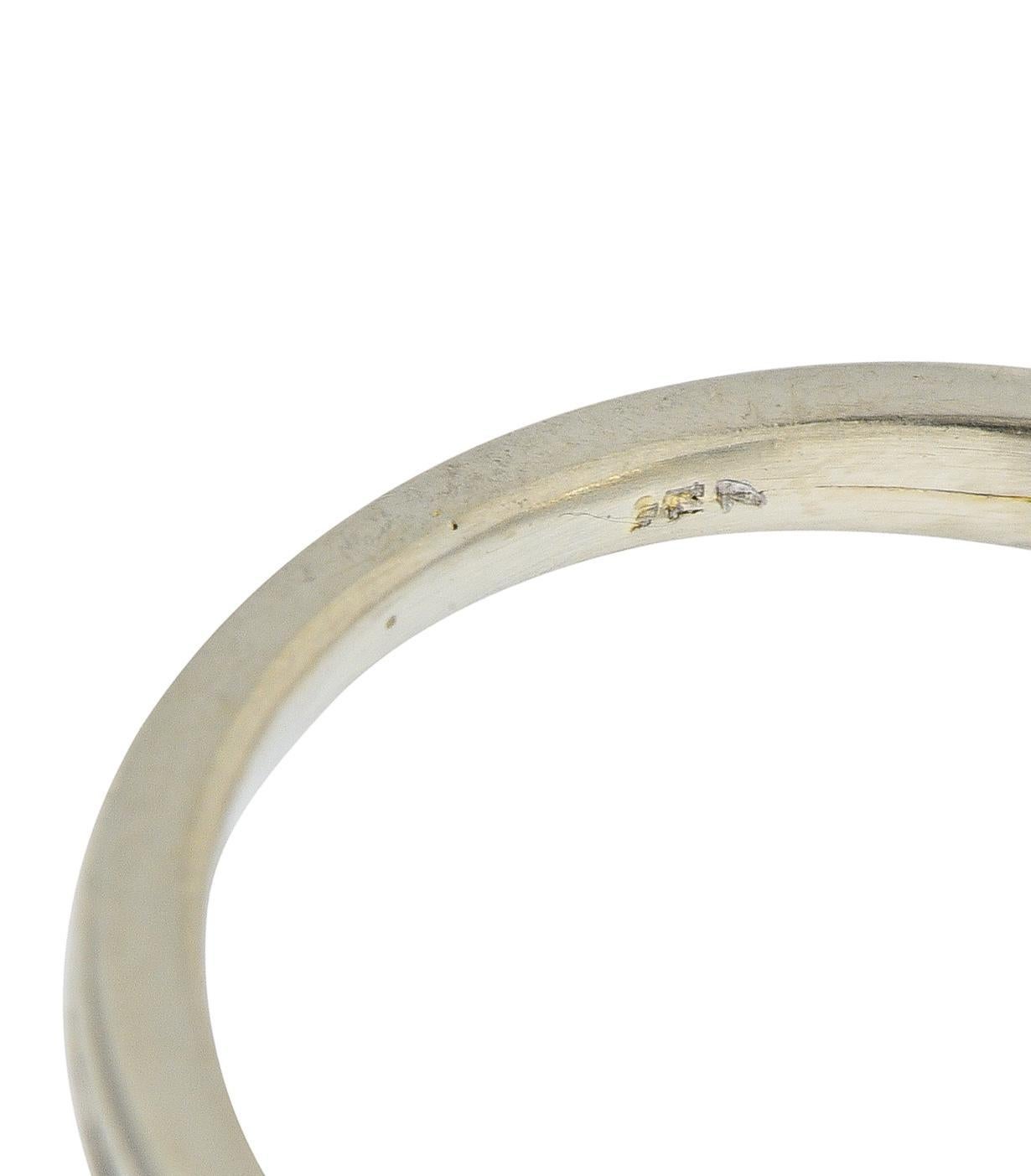 1950er Jahre Herz-Dreisteinring aus 14 Karat Weißgold mit 4,80 Karat Aquamarin und Diamant 2