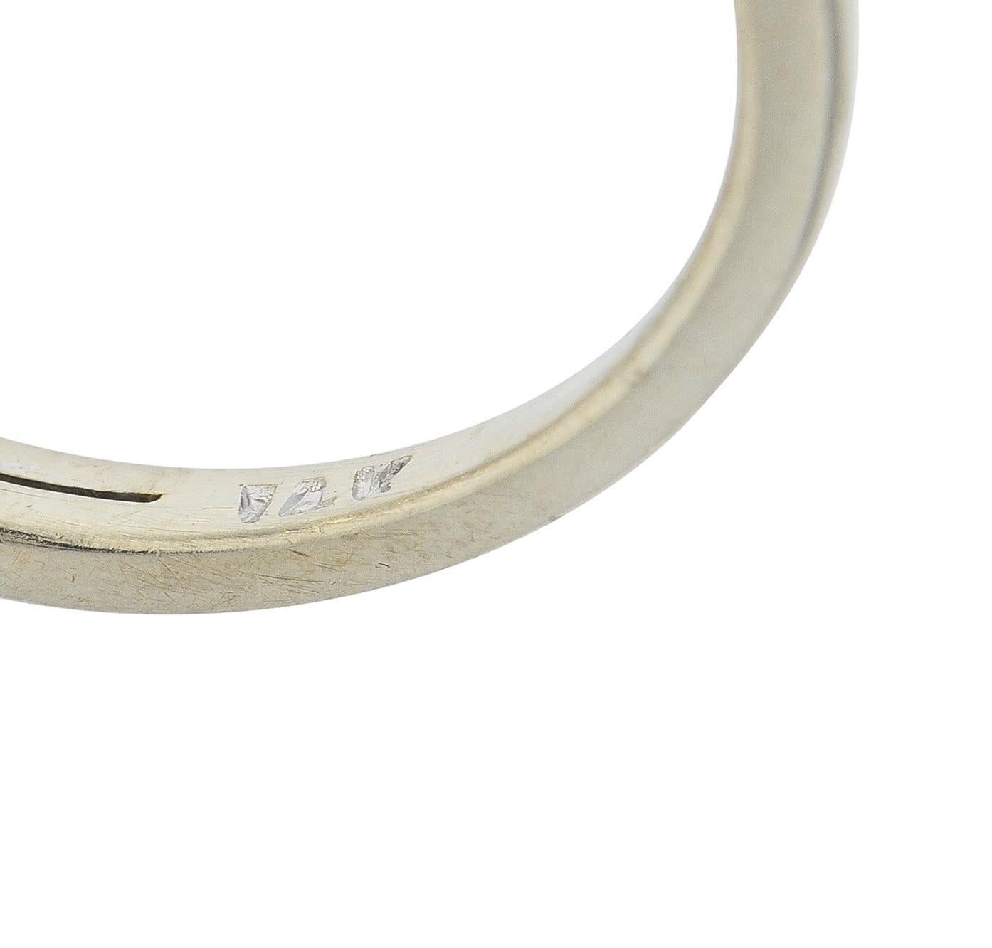 1950er Jahre Herz-Dreisteinring aus 14 Karat Weißgold mit 4,80 Karat Aquamarin und Diamant 3