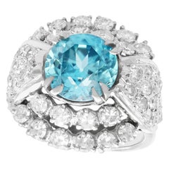 1950s 5.70 Carat High Zircon and 3.15 Carat Diamond White Gold Cocktail Ring